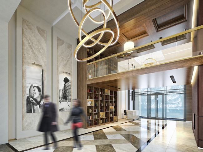 Multifunctional residential complex in Ekaterinburg. Interior of the entrance lobby. Project, 2016 � T+T Architects