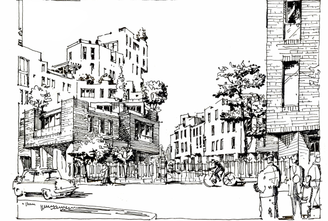 Concept of the residential development in Moscow. View from House 19. Project, 2016 � Sergey Estrin Architects