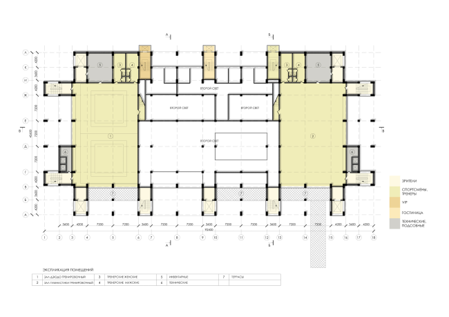 Sports and recreation complex of the judo school. Plan of the 2nd floor � Studio 44