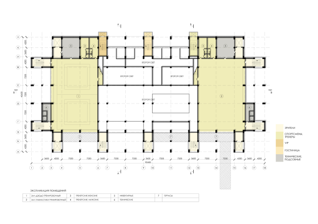 Sports and recreation complex of the judo school. Plan of the 2nd floor  Studio 44