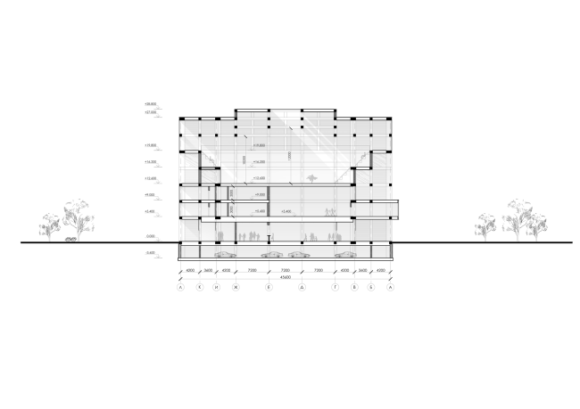 Sports and recreation complex of the judo school. Section view � Studio 44