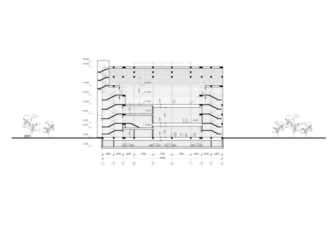 Sports and recreation complex of the judo school. Section view � Studio 44
