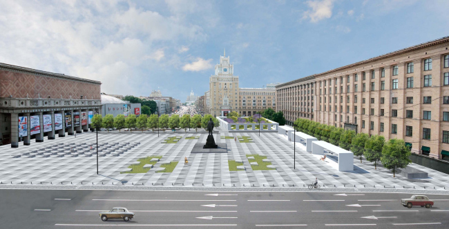 Реконструкция Триумфальной площади. Проект, 2013 © BUROMOSCOW, Ландшафтная компания ARTEZA