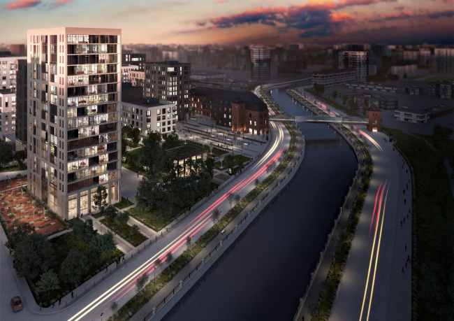 The concept of a multifunctional housing project on the Bolshaya Pochtovaya Street. Perspective view � "ABV Group" architects