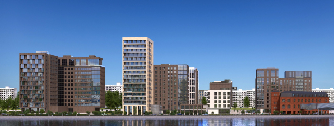 The concept of a multifunctional housing project on the Bolshaya Pochtovaya Street. View from the Rubtsovskaya Embankment � "ABV Group" architects