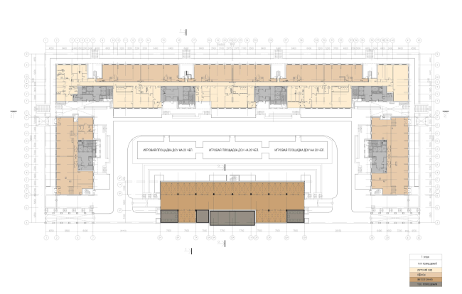 Multifunctional housing project "Megalit". Plan of the 1st floor  Eugene Gerasimov and Partners