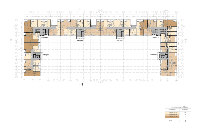 Multifunctional housing project "Megalit". Plan of floors 6 to 9  Eugene Gerasimov and Partners