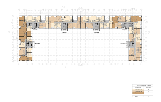 Multifunctional housing project "Megalit". Plan of floors 6 to 9 � Eugene Gerasimov and Partners