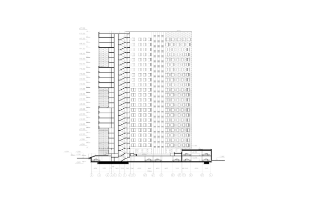 Многофункциональный жилой комплекс «Мегалит». Разрез © Евгений Герасимов и партнеры