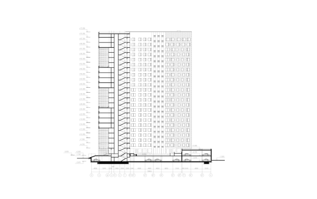 Multifunctional housing project "Megalit". Section view  Eugene Gerasimov and Partners