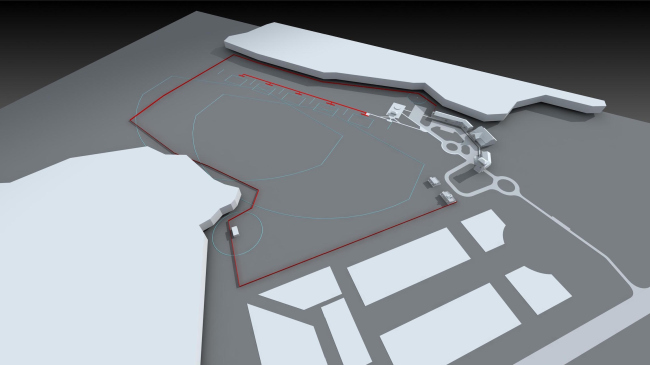 Architectural and engineering proposal of a shooting club in Kirov. Birds-eye view  Arkhstroidesign