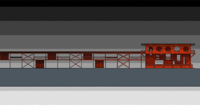 Architectural and engineering proposal of a shooting club in Kirov. Development drawing © Arkhstroidesign