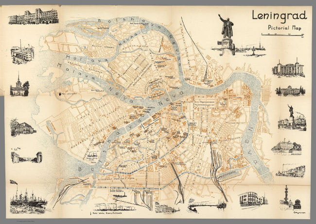 ����� ���������� (1960) / Leningrad Pictorial Map. State Publishers for Foreign Trade / ����������� � ����� davidrumsey.com