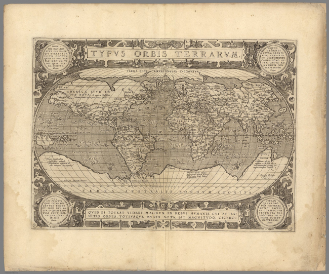   (1608) / Typus Orbis Terrarum. Abraham Ortelius, Jan Baptista Vrients /    davidrumsey.com