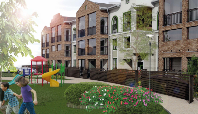 Low-rise high-comfort residential project in "Elki-Park" area. Project, 2015 © Arkhstroidesign