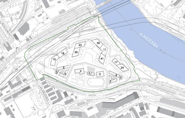 Mixed-use complex on the territory of the Milikrovlya factory. Layout of the floors in the complex. Project, 2015  Archimatika