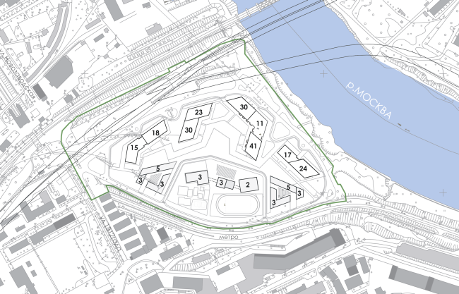 Mixed-use complex on the territory of the Milikrovlya factory. Layout of the floors in the complex. Project, 2015 � Archimatika