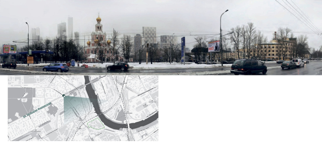 Mixed-use complex on the territory of the Milikrovlya factory. Photographic montage (crossing of Bolshaya Filevskaya and Novozavodskaya). Project, 2015  Archimatika