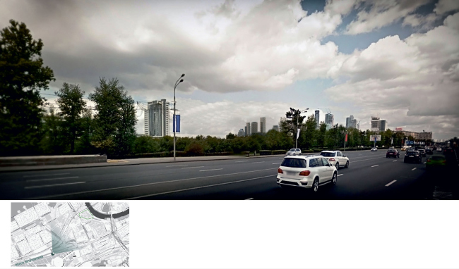 Mixed-use complex on the territory of the Milikrovlya factory. Photographic montage (view from the side of the Kutuzovsky Prospect). Project, 2015  Archimatika