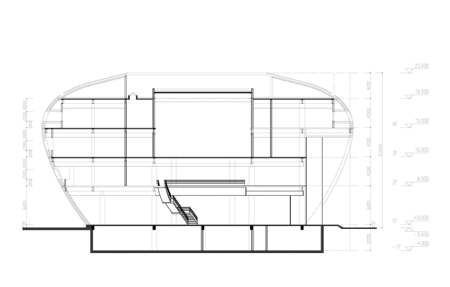 The headquarters of Baltic Pearl LTD. Section view  Sergey Tsytsin Architects