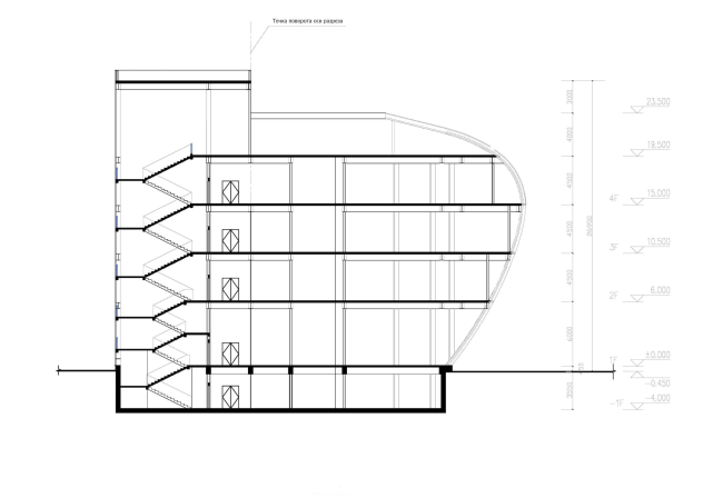 The headquarters of Baltic Pearl LTD. Section view  Sergey Tsytsin Architects