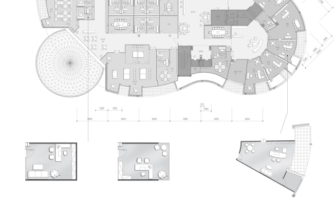 The headquarters of Baltic Pearl LTD. Plan fragments  Sergey Tsytsin Architects