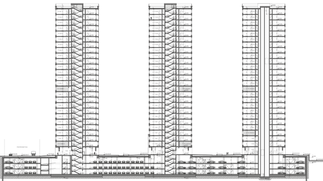 "Vodny" housing project. Section view  SPEECH