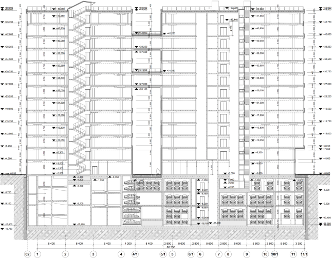 "Danilov Plaza" multifunctional project. Section view � SPEECH