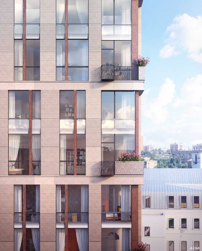 Residential project at Novoslobodskaya Street. Fragment of the facade. Project, 2016 � ADM