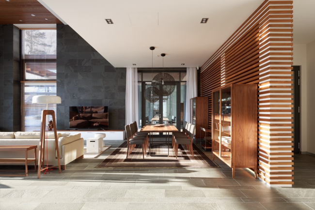 Hampton House. Country residence. Main living room. Construction, 2016 � Roman Leonidov architectural bureau