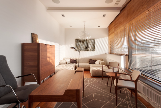 Hampton House. Country residence. Master's study. Construction, 2016 � Roman Leonidov architectural bureau