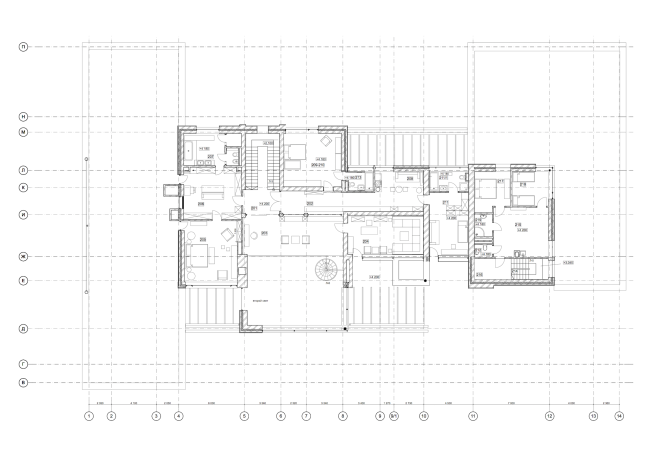 Hampton House. Country residence. Plan of the 2nd floor  Roman Leonidov architectural bureau