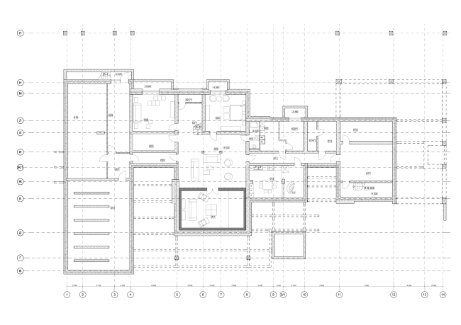 Hampton House. Country residence. Plan of the basement  Roman Leonidov architectural bureau