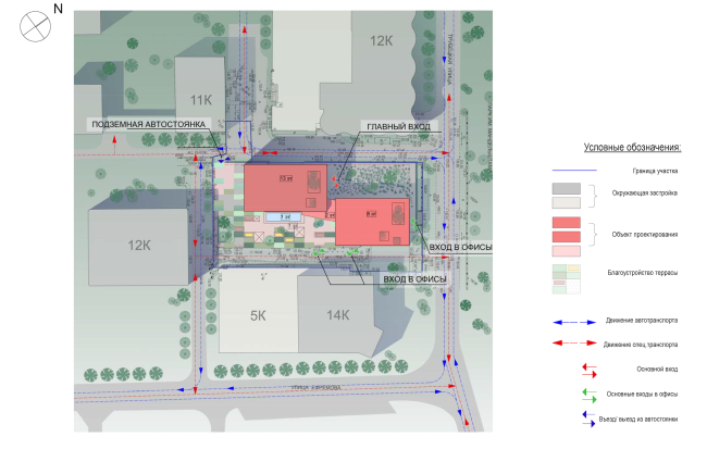 Administrative and residential building on the Malaya Trubetskaya Street. Master plan  Pavel Andreev architectural firm "Gran"