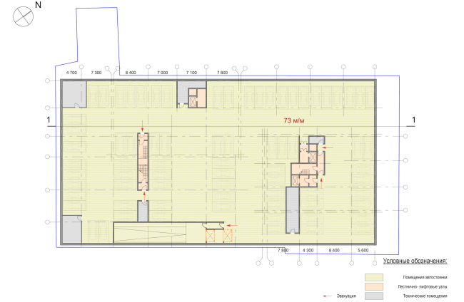 Administrative and residential building on the Malaya Trubetskaya Street. Plan of the -2nd floor  Pavel Andreev architectural firm "Gran"