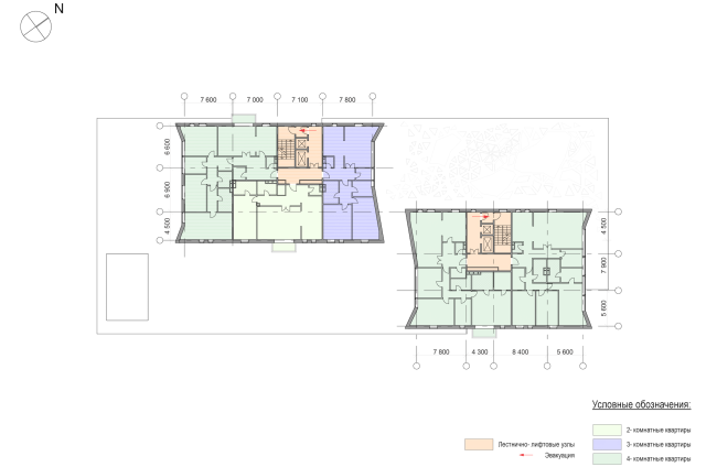 Administrative and residential building on the Malaya Trubetskaya Street. Plan of the typical floor  Pavel Andreev architectural firm "Gran"