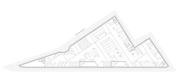 Multifunctional complex on the Zemlyanoy Val Street. Plan of the -2nd floor  Ginsburg Architects