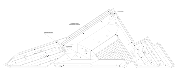 Multifunctional complex on the Zemlyanoy Val Street. Plan of the roof  Ginsburg Architects