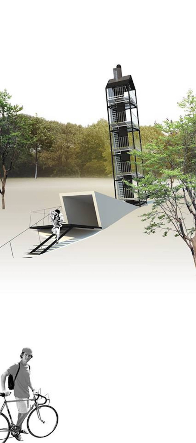 The project of a tower "Shelter" prepared for the "Arkhstoyanie" Festival. 2016 � Wowhaus