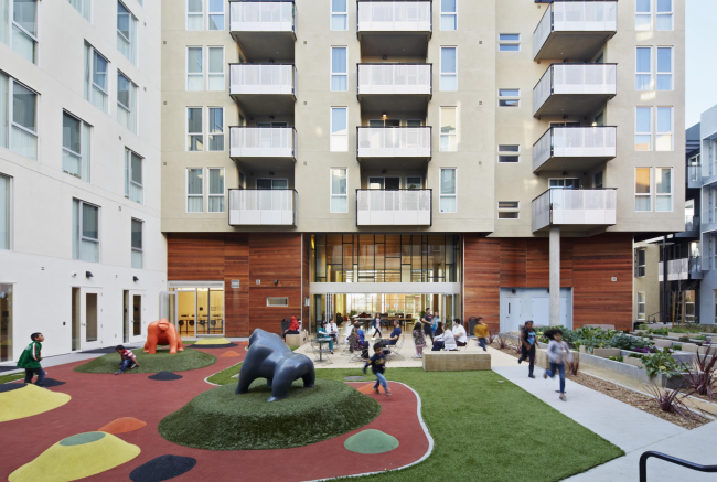 Station Center Family Housing with �Taking Root� mural � Bruce Damonte