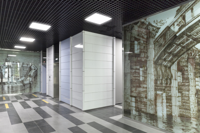 "Vodny" housing project. Construction, 2015. Interior of the entrance lobby. Photograph � Dmitry Chebanenko