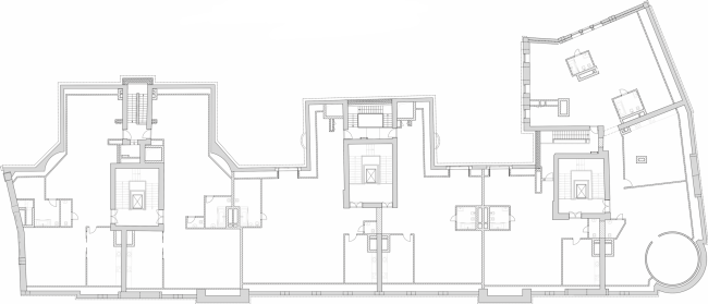 Реставрация доходного дома Тюляевой архитектора Розенкапфа. План мансардного этажа © Гинзбург Архитектс