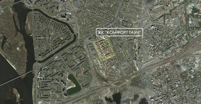 Ситуационный план жилого квартала «Комфорт таун». Постройка, 2014 © Архиматика