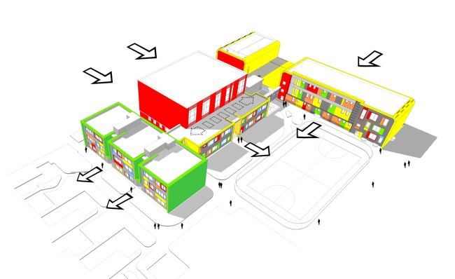 The Academy of Modern Education on the territory of "Comfort Town" residential area. The kindergarten unit. Construction, 2014  Archimatika