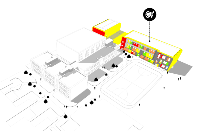 The school block in the educational complex on the territory of "Comfort Town" Construction, 2014 � Archimatika
