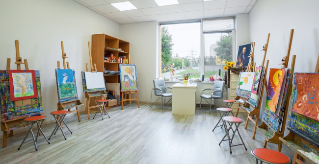 The art studio on the territory of "Comfort Town" residential area. The school of fine arts. Construction, 2014 � Archimatika