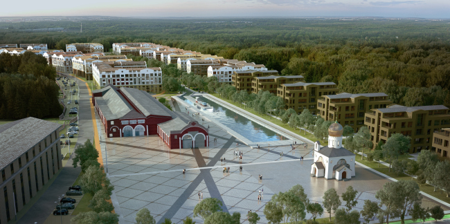 Residential area in Pushkin. View of the Cathedral Square. Project, 2016 � Arkhstroydesign ASD