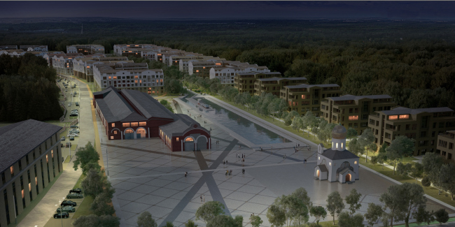 Residential area in Pushkin. View of the Cathedral Square. Project, 2016 � Arkhstroydesign ASD
