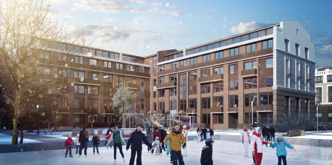 Residential area in Pushkin. View of the residential area from the skating rink. Project, 2016  Arkhstroydesign ASD