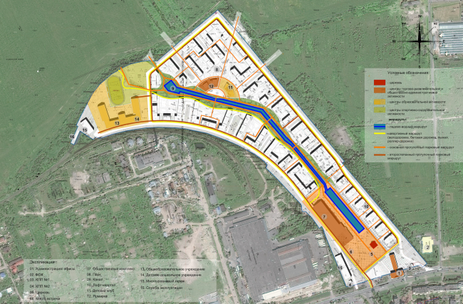 Residential area in Pushkin. Hiking trail diagram. Project, 2016  Arkhstroydesign ASD